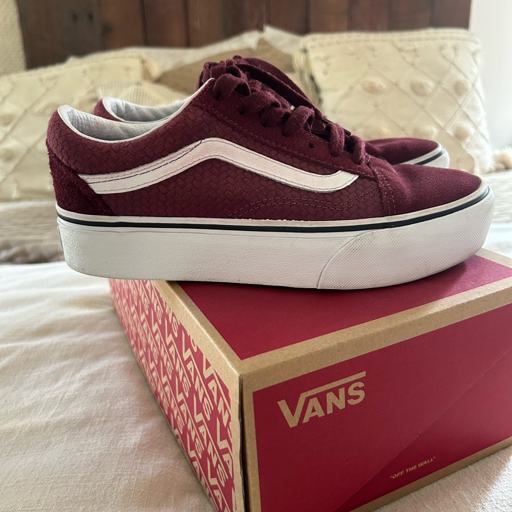 Vans Maroon Sneakers with White Accents